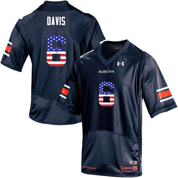 Men's Auburn Tigers #6 Carlton Davis USA Flag Fashion Navy College Stitched Football Jersey